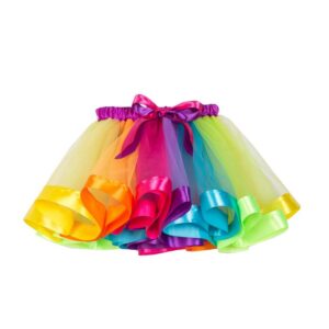 Toddler Girls Lined Mesh Rainbow Tutu Skirt
