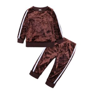 Kids Toddler Boys Girls Casual Cute Stripe Long Sleeve Sweatshirts Trousers Sets