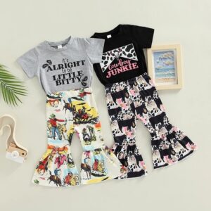 Children Kids Toddler Girls Short-Sleeved T-Shirt And Pants 2pcs Set