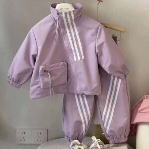 Kids Toddler Girls Spring Autumn Casual Sport Stripe Long Sleeve Jacket Trousers Sets