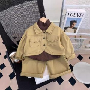 Kids Toddler Girls Spring Autumn Fashion Casual Solid Color T-Shirt Long Sleeve Jacket Trousers Three-Piece Sets