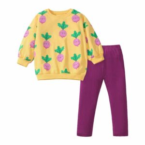 Kids Toddler Girls Spring Autumn Casual Cute Print Long Sleeve Sweatshirts Pants Sets