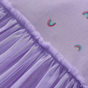 Kids Toddler Girls Casual Cute Cartoon Rainbow Mesh Long Sleeve Dress