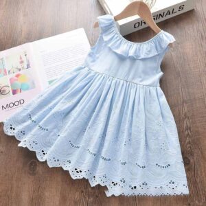 Kids Toddler Girls Casual Cute Hollow Flower Lace Sleeveless Dress