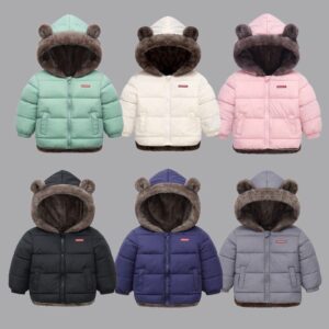 Toddler Girls Boys Winter Hooded Plush Down Coat
