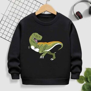 Kids Toddler Boys Girls Winter Casual Cute Dinosaur Print Fleece Luminous Long Sleeve Sweatshirts