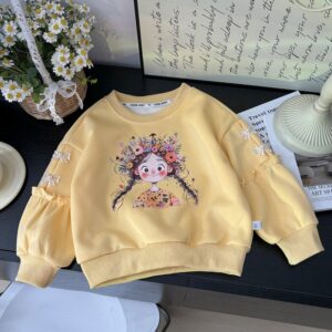 Kids Toddler Girls Spring Autumn Casual Cute Cartoon Little Girls Print Long Sleeve Sweatshirts