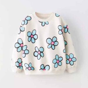 Kids Toddler Girls Spring Autumn Casual Cute Bow Heart Flower Print Long Sleeve Sweatshirts