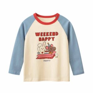 Kids Toddler Boys Girls Casual Cute Alphabet Cartoon Print Long Sleeve Round Neck T-Shirt