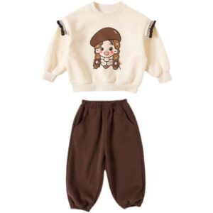 Kids Toddler Girls Casual Cute Little Girls Print Long Sleeve Sweatshirts Pants Sets