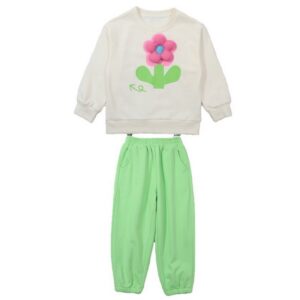 Kids Toddler Girls Casual Cute Flower Pattern Long Sleeve Sweatshirts Pants Sets