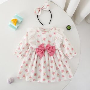 Kids Toddler Girls Casual Cute Sweet Flower Print Long Sleeve Dress