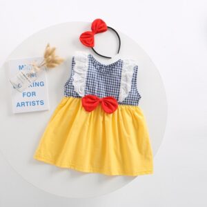 Kids Toddler Girls Casual Cute Plaid Print Bow Sleeveless Dress
