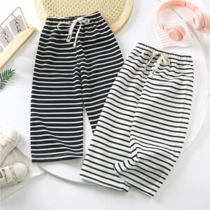Kids Toddler Girls Summer Casual Cute Stripe Print Trousers