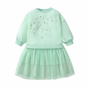 Kids Toddler Girls Casual Cute Print Long Sleeve Mesh Dress