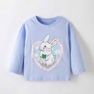 Kids Toddler Big Girls Casual Cute Cartoon Bunny Print Long Sleeve T-Shirt