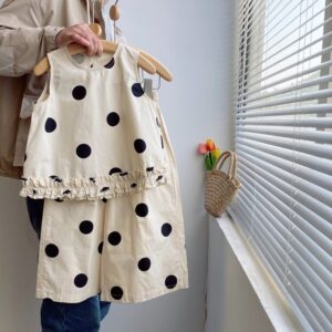 Kids Toddler Girls Casual Cute Polka Dot Print Tank Top Pants Set
