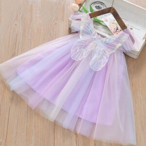 Girls Fashion Multicolor Mesh Butterfly Dress