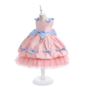 Kids Toddler Big Girls Casual Party Colorblock Bow Sleeveless Tutu Dress