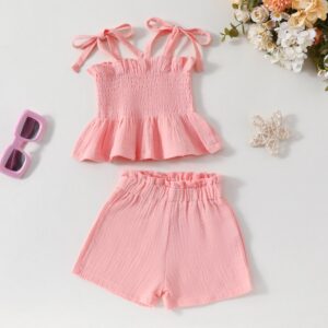 Kids Toddler Girls Casual Cute Solid Color Sleeveless Camisole Shorts Set