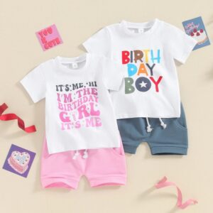 Kids Toddler Boys Girls Casual Cute Letter Print Short Sleeve T-Shirt Shorts Set