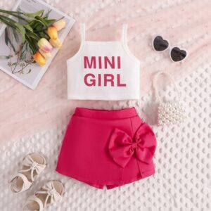Kids Toddler Girls Summer Casual Cute Letter Print Sleeveless Camisole Shorts Set