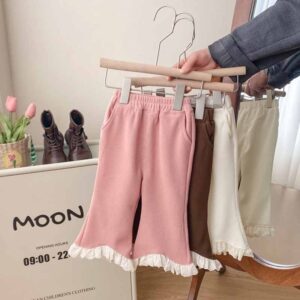 Kids Toddler Girls Casual Cute Solid Color Stripe Flare Trousers