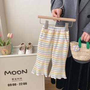 Kids Toddler Girls Casual Cute Stripe Stretch Pants