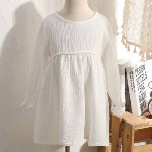 Kids Toddler Girls Casual Cute Solid Color Long Sleeve Dress