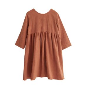 Kids Toddler Girls Casual Cute Solid Color Long Sleeve Dress