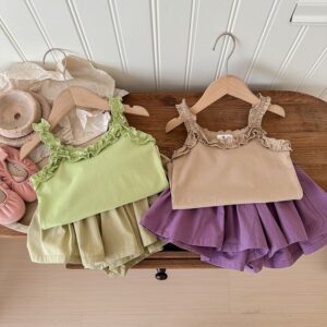 Kids Toddler Girls Casual Cute Sleeveless Camisole Skirt Set