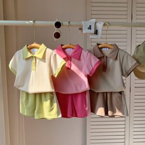 Kids Toddler Boys Girls Casual Cute Short Sleeve POLO Shirt Shorts Set