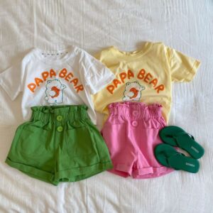 Kids Girls Basic Solid Color High Waist Elastic Shorts