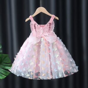 Girls Fashion Multicolor Butterfly Mesh Dress