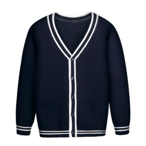 Fashion Children Contrast Single-Breasted Knitted Cardigan