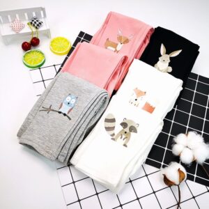 Kids Toddler Big Girls Basic Casual Cute Cartoon Letters Print Tight Leggings Pants