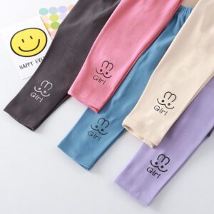 Kids Toddler Big Girls Basic Casual Cute Cartoon Letters Print Tight Leggings Pants