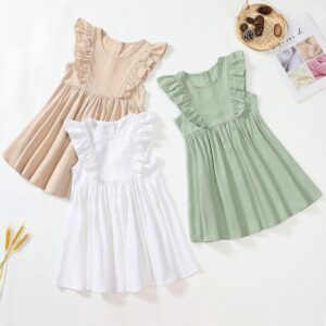 Kids Toddler Girls Summer Casual Cute Basic Solid Color Sleeveless Dress