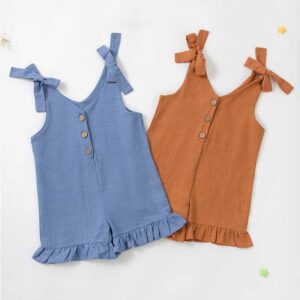 Kids Toddler Girls Summer Casual Cute Basic Solid Color Sleeveless Jumpsuits