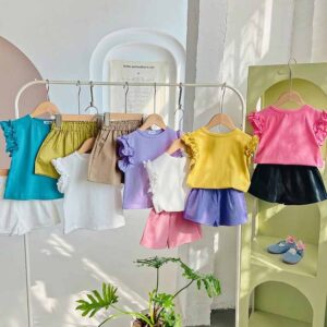 Kids Toddler Girls Casual Cute Basic Solid Color Sleeveless T-Shirt Shorts Set
