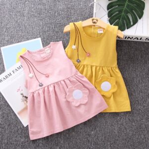 Kids Toddlers Girls Sweet Fashion Sleeveless Crewneck Dress