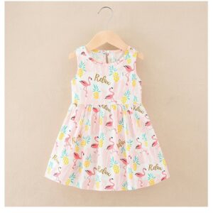 Kids Toddler Girls Casual Cute Cartoon Print Sleeveless Round Neck Dress