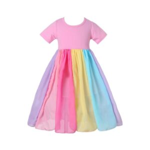 Baby Girls Round Neck Multicolor Gauze Princess Dresses