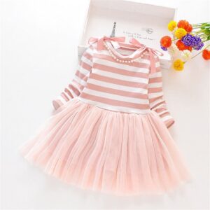 Pretty Girl Patchwork Stripes Print Tutu Dress