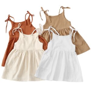 Kids Girls Basic Solid Color Casual Slip Dress