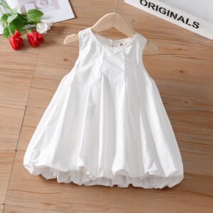 Kids Toddler Big Girls Casual Cute Solid Color Sleeveless Dress