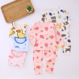 Kids Toddler Boys Girls Casual Cute Cartoon Long Sleeve Top Trousers Set
