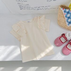 Kids Toddler Girls Fashion Casual Cute Solid Color Short Sleeve T-Shirt