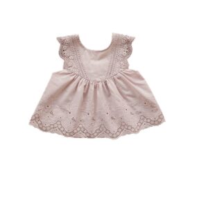 Kids Toddler Girls Casual Cute Solid Color Hollow Sleeveless Round Neck T-Shirt