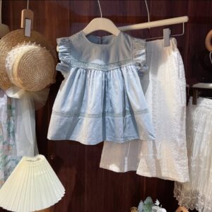 Kids Toddler Girls Casual Cute Pastoral Sleeveless Blouses Pants Set